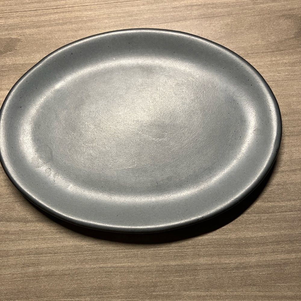 2 Anfora Gray Matte Denali Bread Plates Stoneware 6” by 8”